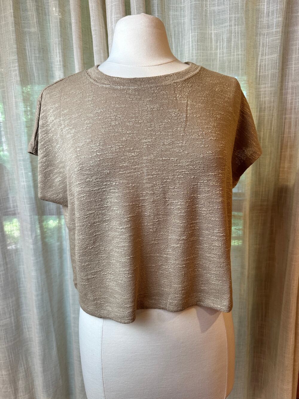 Zenana NWT Taupe Lightweight Knit Boxy Cropped Top Small